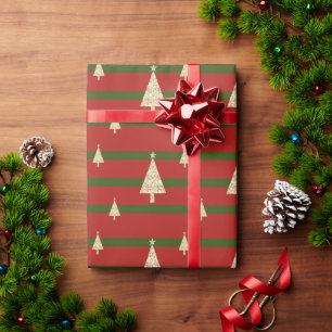 Retro-Rot und Grün Weihnachten Geschenkpapier