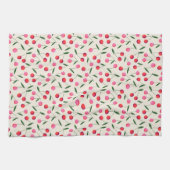 Retro Rot und Rosa Berry Cherry Geschirrtuch (Horizontal)