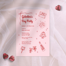 Retro Rot und Rosa Galentine Party