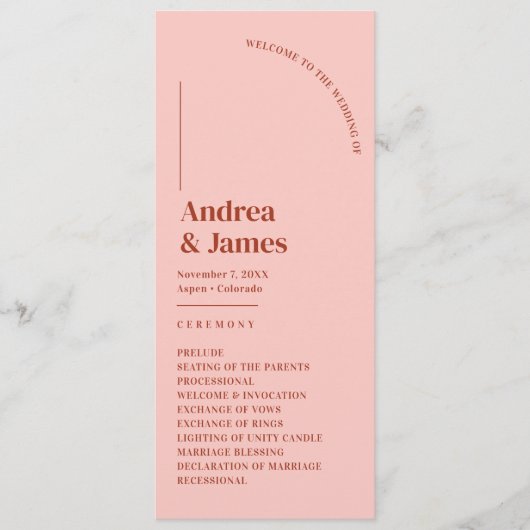 Retro Rot und Rosa Hochzeit Programm (Vorderseite)