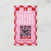 Retro-Rot und Rosa scannbarer QR-Code für soziale Visitenkarte (Vorderseite)