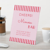 Retro Rot und Rosa Streifen Mimosa Bar Bachelorett Sockelschild (In SItu)