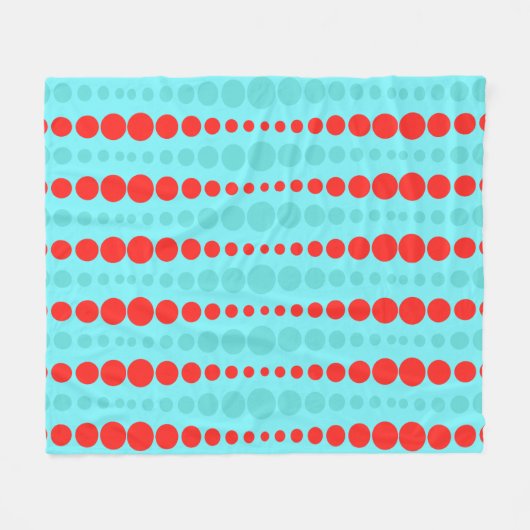 Retro Rot und Türkis Dots Fleece Blanket (Vorderseite (Horizontal))