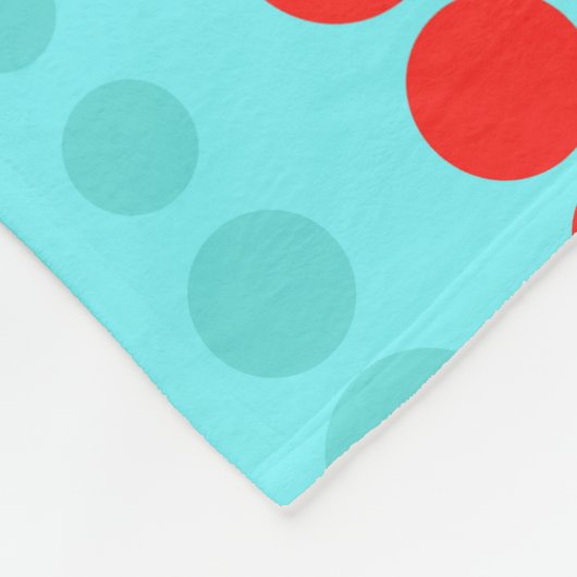 Retro Rot und Türkis Dots Fleece Blanket (Ecke)