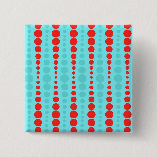 Retro-Rot und Türkis gepunkteter Knopf Button (Vorderseite)