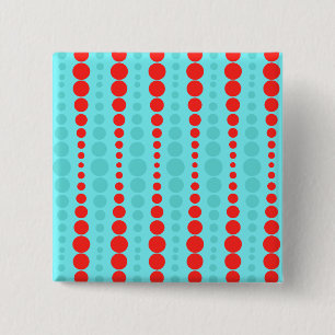 Retro-Rot und Türkis gepunkteter Knopf Button