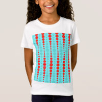 Retro-Rot und Türkis gepunktetes Mädchen-T-Shirt