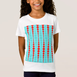 Retro-Rot und Türkis gepunktetes Mädchen-T-Shirt T-Shirt