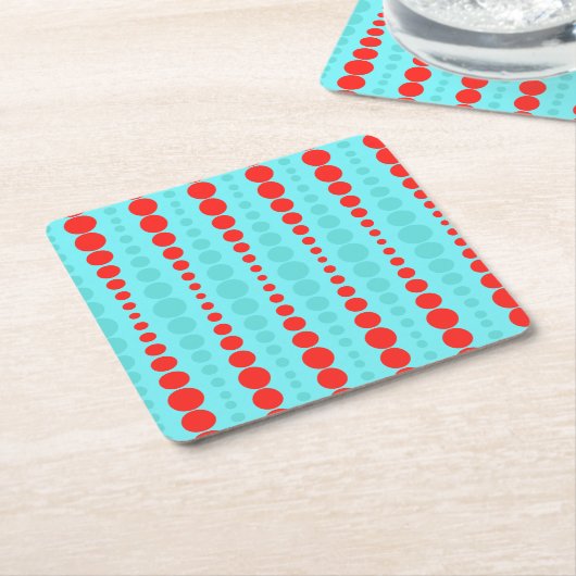 Retro Rot-und Türkis-Punkt-Untersetzer Rechteckiger Pappuntersetzer (angewinkelt)