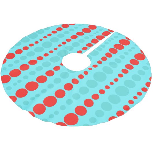 Retro Rot-und Türkis-Punkt-Weihnachtsbaum-Rock Polyester Weihnachtsbaumdecke (Schrägansicht)