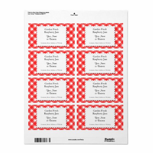 Retro-Rot und Weiß Kariert bearbeitbar (Vorne)