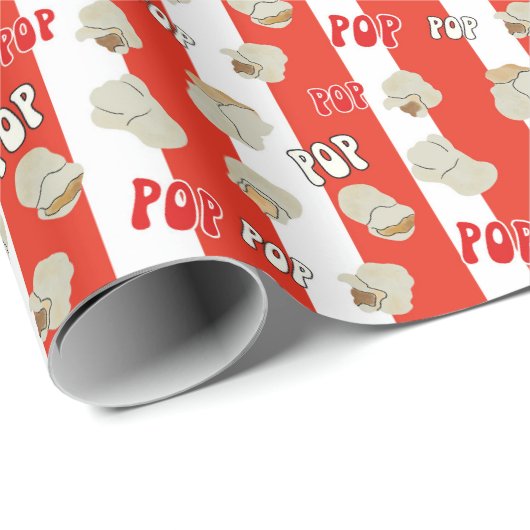 Retro Rot und Weiß Streifen Popcorn Muster Geschenkpapier (Rolleneckpunkt)
