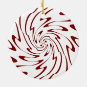 Retro Rot und Weiß Waves Abstrakte Kunst Keramikornament (Hinten)