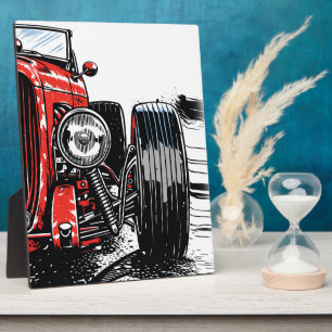 Retro-Rot Vintage-Klassiker Auto vorne Pop-Art-Dru Fotoplatte