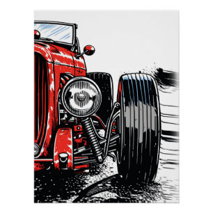 Retro-Rot Vintage-Klassiker Auto vorne Pop-Art-Dru Poster