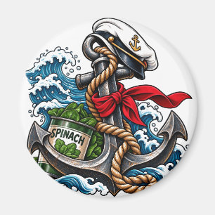 Retro-Rot vintage Segelanker Spinat-Abzeichen Magnet