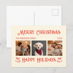 Retro-Rot-Weihnachts-Collage für die Feiertage Postkarte