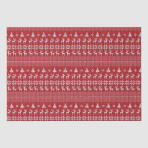 Retro-Rot-Weihnachts-Rentier-Schneeflocken-Muster Seidenpapier