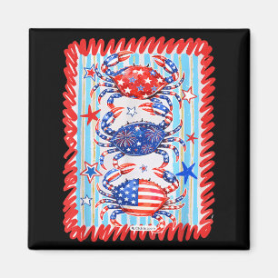Retro Rot Weiß Blau Krabbe Sommer Stimmung 4. Juli Magnet