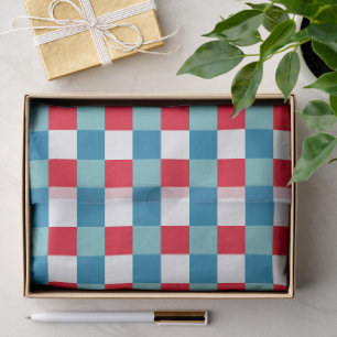 Retro Rot Weiß Blau Tartan Karo 4. Juli Seidenpapier
