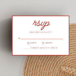 Retro-Rot-Weiße Hochzeit RSVP Karte
