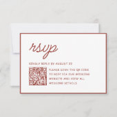 Retro-Rot-Weiße-Hochzeits-QR-Code RSVP Karte (Vorderseite)