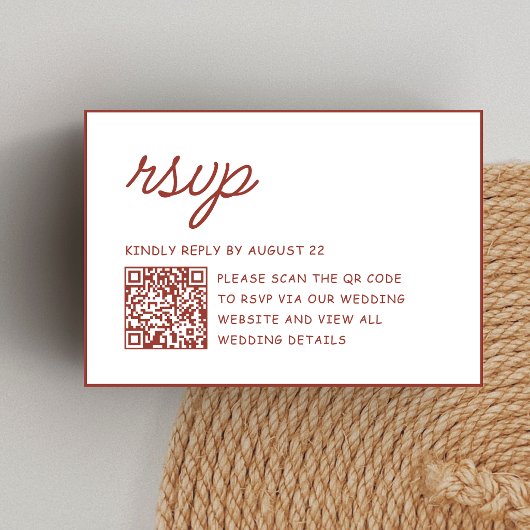 Retro-Rot-Weiße-Hochzeits-QR-Code RSVP Karte