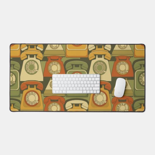 Retro Rotary Phone - 70s Communication Nostalgia Schreibtischunterlage (Tastatur & Maus)