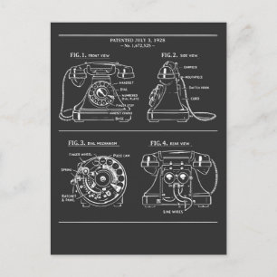 Retro-Rotary-Telefon-Blueprint Postkarte