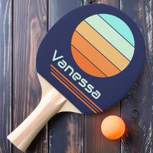 Retro Rotation Vintage-Stil Streifen Tischtennis Schläger
