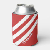 Retro Rote drei Streifen mit Namen Dosenkühler (Kanne Vorderseite)