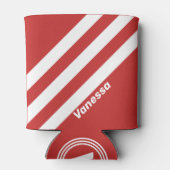 Retro Rote drei Streifen mit Namen Dosenkühler (Rückseite)