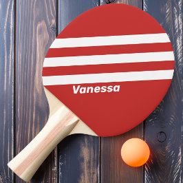 Retro Rote drei Streifen mit Namen Tischtennis Schläger
