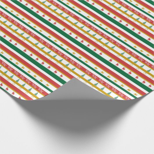 Retro-rote, grüne Spielzeugstreifen Umverpackungsp Geschenkpapier (Ecke)