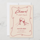 Retro Rote Hand gezeichnete SkriptWedding speicher Save The Date (Vorderseite)