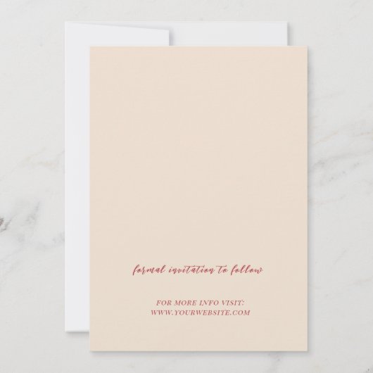 Retro Rote Hand gezeichnete SkriptWedding speicher Save The Date (Rückseite)