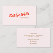 Retro Rote handgeschriebene Skripttypografie Pink Visitenkarte (Vorne/Hinten)