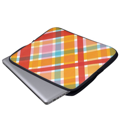 Retro Rote Karierte Karos Muster Chic Laptop-Sieb Laptopschutzhülle (Vorne Knopf)