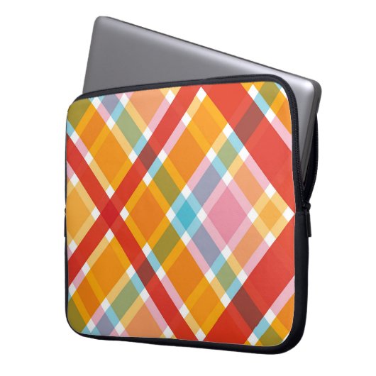 Retro Rote Karierte Karos Muster Chic Laptop-Sieb Laptopschutzhülle (Vorderseite Links)