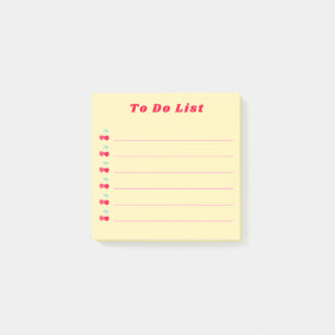 Retro-Rote-Kirsch-Punkt-To-Do-Liste-Gelb Post-it Klebezettel