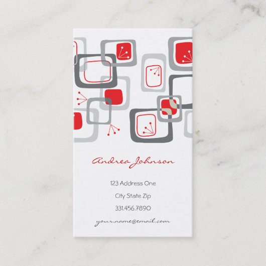 Retro rote Kirsche quadriert Groovy Funky Visitenkarte (Vorderseite)