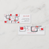 Retro rote Kirsche quadriert Mini Visitenkarte (Vorne/Hinten)