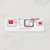 Retro rote Kirsche quadriert Mini Visitenkarte (Rückseite)