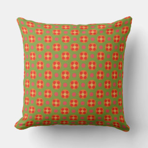Retro-Rote Mohnblumen und Punkte-Kissen Kissen