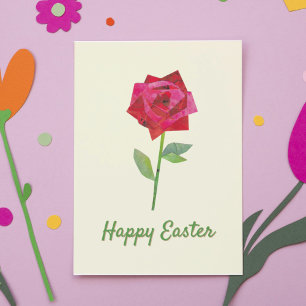 Retro-Rote Rose Niedlich Vintag Inspiriert Ostern Feiertagskarte