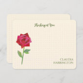 Retro Rote Rose Originale Collage Art MidCentury Mitteilungskarte (Vorne/Hinten)