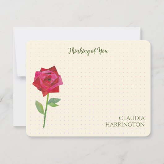 Retro Rote Rose Originale Collage Art MidCentury Mitteilungskarte (Vorderseite)