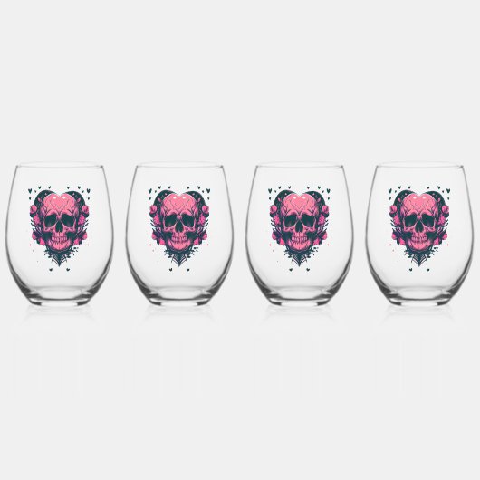 Retro-Rote Rose Weinglas Ohne Stiel (Vorderseite)