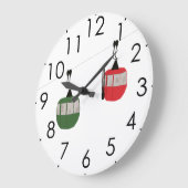 Retro Rote Skilifte Gondelbahn Skifahrer Große Wanduhr (Winkel)