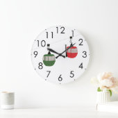 Retro Rote Skilifte Gondelbahn Skifahrer Große Wanduhr (Zuhause)